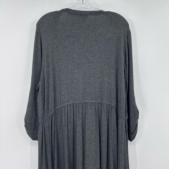 Torrid Gray Button Front Midi Dress Soft Tab Sleeve Pockets Womens Size 2 (2x) - Picture 9 of 12